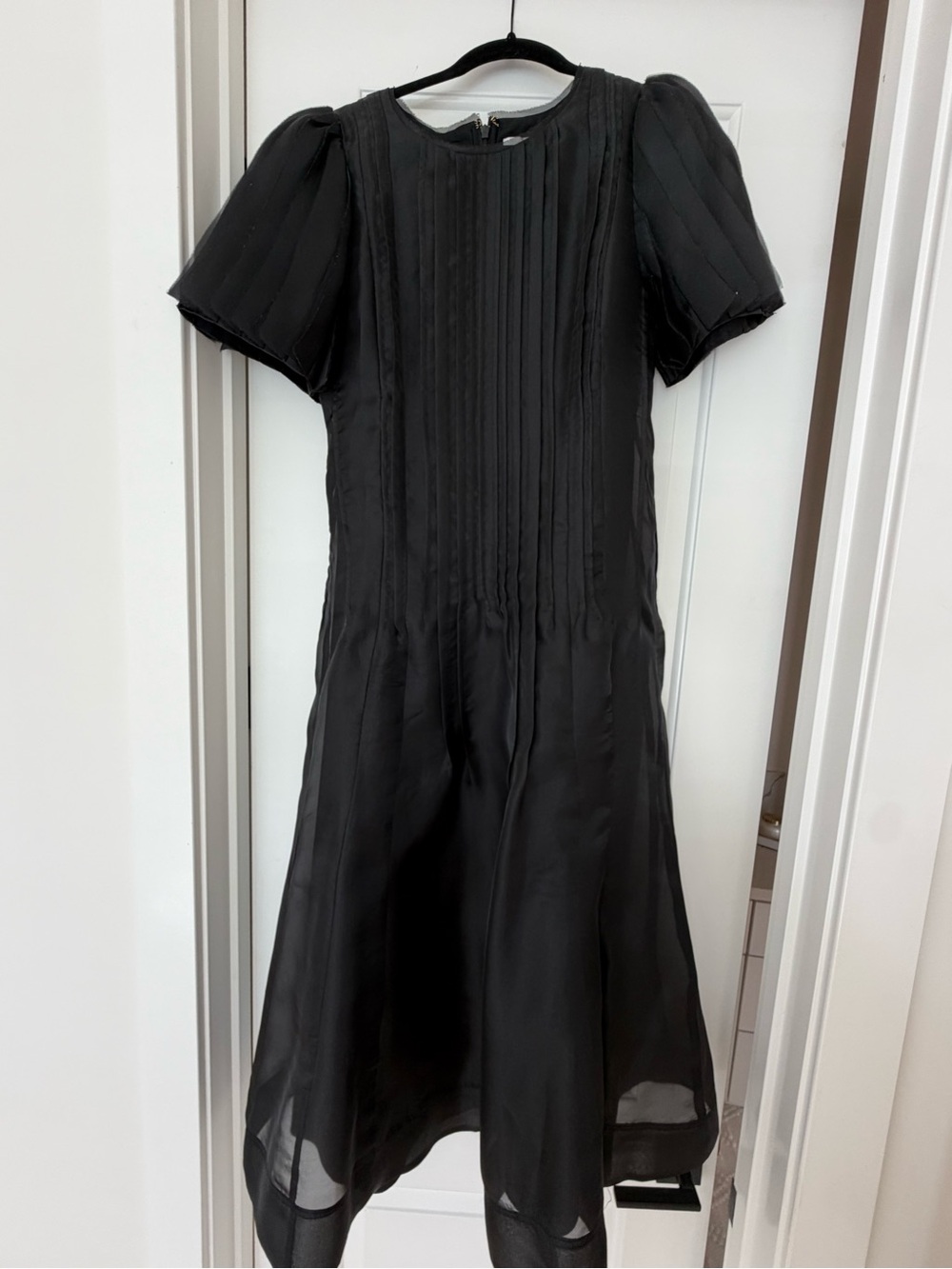 Aje Black Pleated Puff-Sleeve Midi Dress - Picture 3 of 4